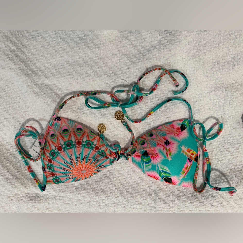 Luli Fama Multicolor Striped Bikini Top